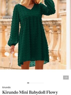 Kirundo Forest Green Mini Babydoll Dress